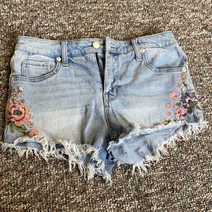 Floral jean shorts